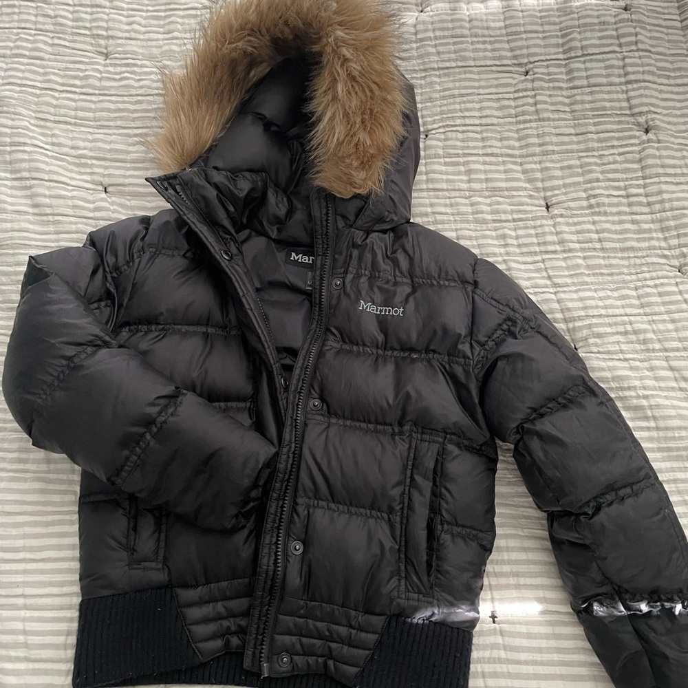 Marmot, kids black puffer jacket
